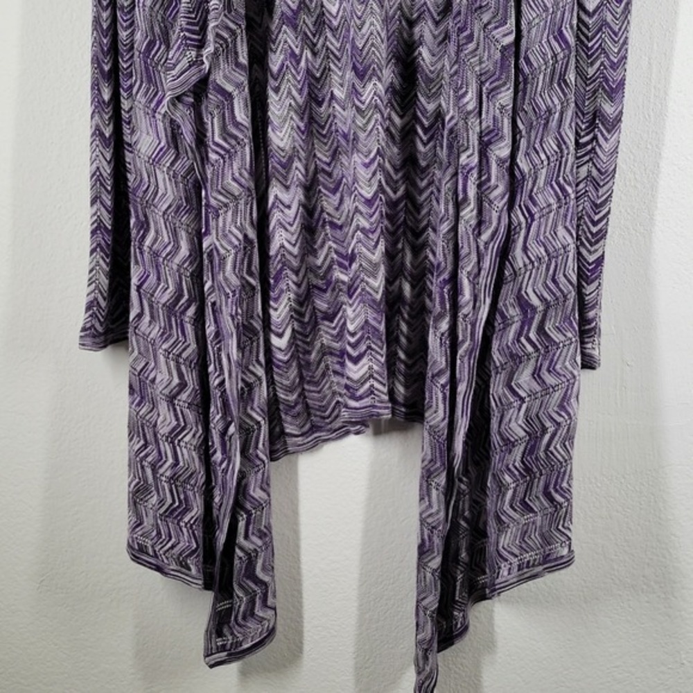 Avenue Open Front Cardigan Womens 18/20 Purple Chevron 36" longline - Picture 7 of 9